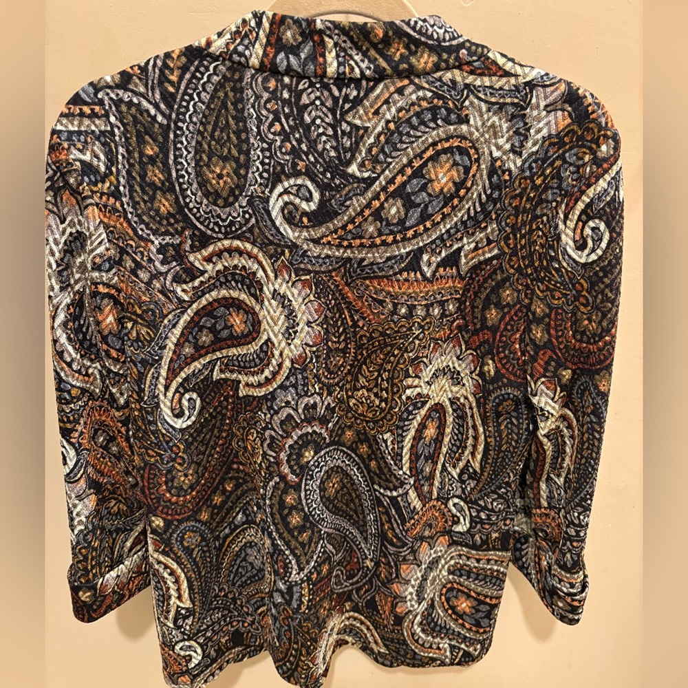 Joseph Ribkoff Paisley Print V-Neck Blouse Top Women’s 10 - Picture 7 of 9